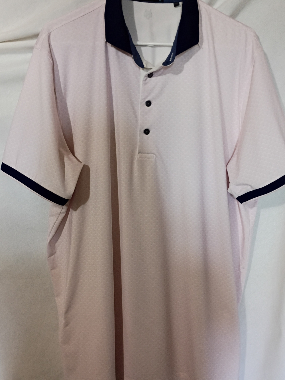 Greyson Light Pink Polo with Navy Contrast Trim XL